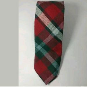 Polo tie red green white plaid check cotton